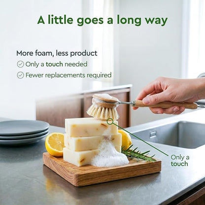 ZeroWastely Natural Dish Soap Bar - Value Pack of 3 Solid Soap Block 16oz - Lemon Scented, Long Lasting, Skin Friendly - Sustainably Made from 100% Organic Ingredients - Plastic Free Dish Soap