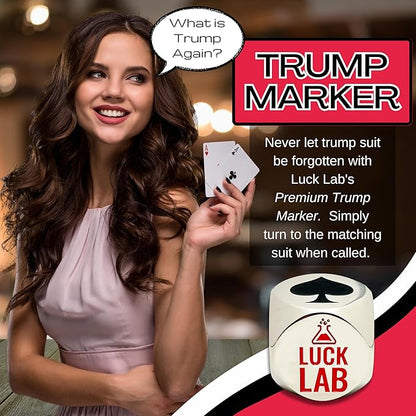 Luck Lab Premium Trump Marker/Indicator - for use with Euchre, Pinochle, Bridge and More - Comes with Black Velvet Storage Bag. (Silver)