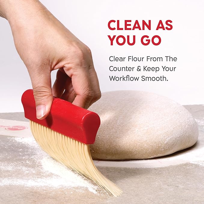 KneadAce Dough Scraper & Baker’s Brush Set. Stainless Steel Bench Scraper &