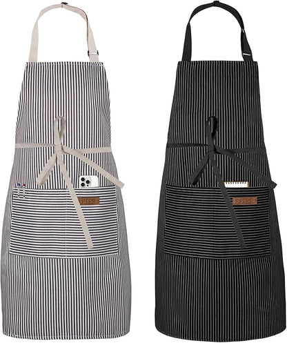 Serrenf 2 Pack Apron, Cooking Kitchen Aprons, Adjustable Bib Apron