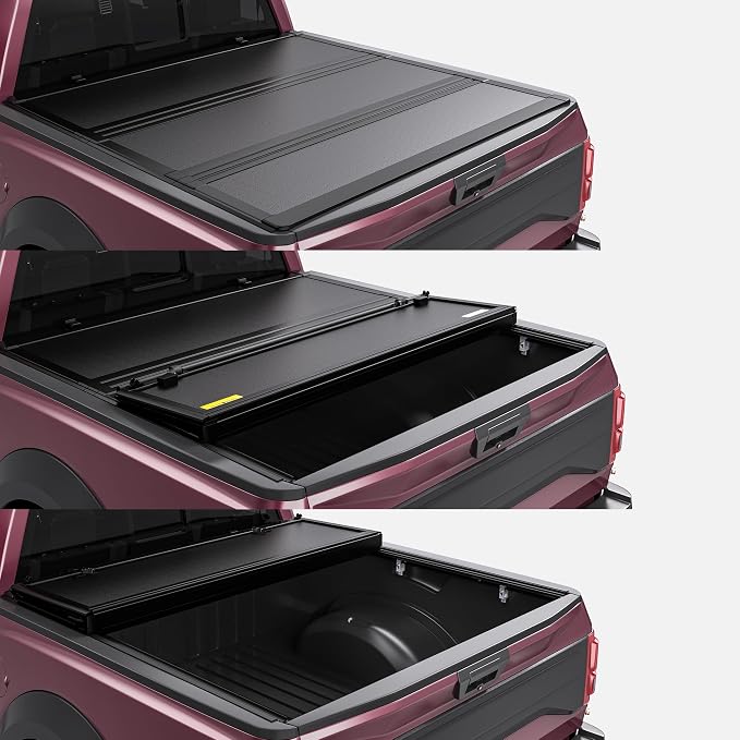 OEDRO Low-Profile Hard Tri-Fold Tonneau Cover Compatible with Dodge Ram 1500 New Body 2019 2020 2021 2022 2023 2024 2025 2026 5.7ft Bed Without Rambox, One-Handed Quick Release, Drainage Design