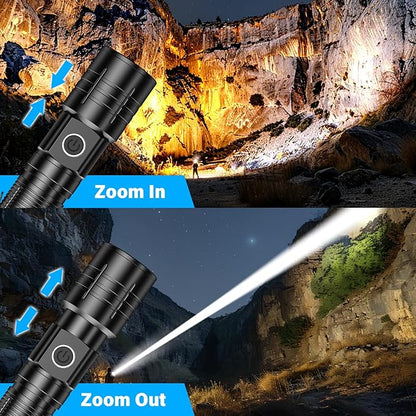 AdamStar Flashlights High Lumens Rechargeable Super Bright LED Flashlight with Dimmable, Zoomable Beam Tactical Flash Lights Small Powerful (3-Pack)
