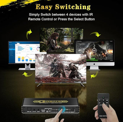 CORSAHD 4K@120Hz HDMI 2.1 Switch 4 in 1 Out