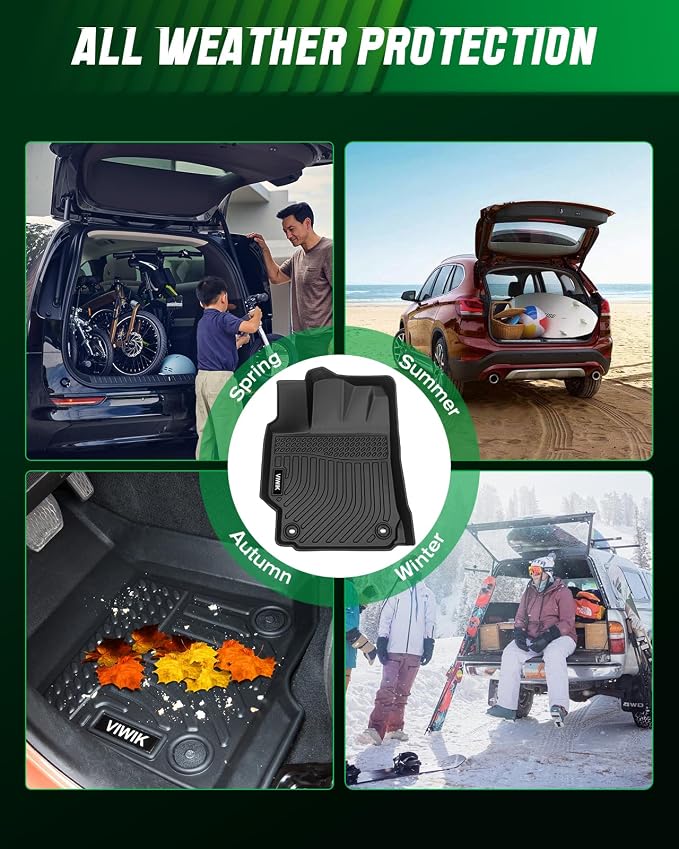 VIWIK All Weather Custom Fit Jeep Grand Cherokee Floor Mats - 2022-2025 2026 Jeep Grand Cherokee Floor Mats & Cargo Cover, Non-Slip, Waterproof, Easy to Clean, 3D Design, High Edge, Odorless TPE