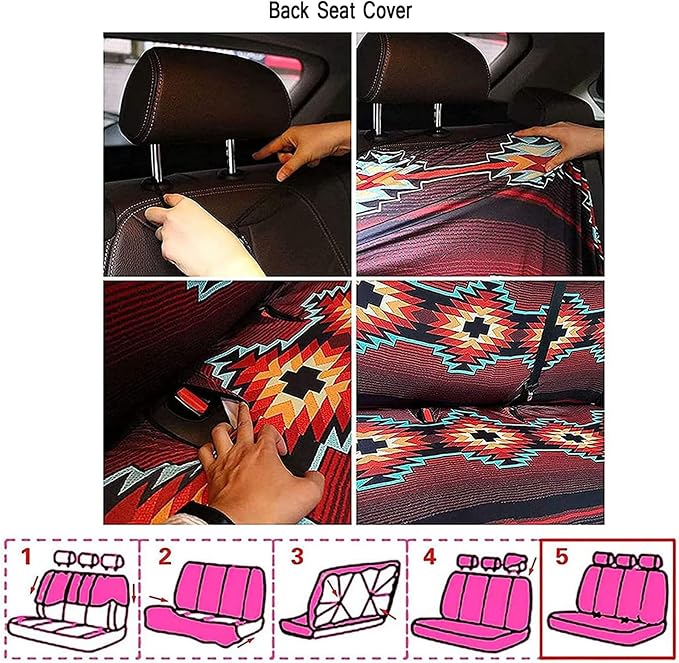 Forest Plant Full Set 10 Pcs Car Seat Covers, Green Plants Automotive Rear Front Seat Protector, Natural Botanical Steering Wheel Cover Universal Fit for SUV