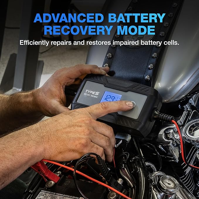 Type S 10A Smart Battery Charger & Maintainer, 6V & 12V Fully Automatic Trickle