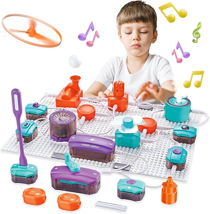 SMILESSKIDDO Circuit Board for Kids, 45 PCS DIY Electronics Exploration Kit with 100+ Projects, Physics Science Experiments, School Family STEM Educational Toy Gift for Kids 6+