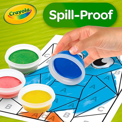 Crayola Spill Proof Paint Set (8ct), Stocking Stuffer & Holiday Gifts for Toddlers, Washable Toddler Paint Kit, With Brushes, Pots, Activity Pages, Ages 3+