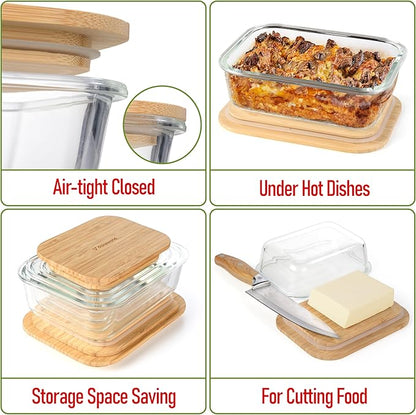 Set of 4 Stackable Space-Saving Nesting Glass Containers