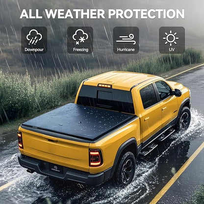 YITAMOTOR Soft Roll Up Truck Bed Tonneau Cover Compatible with 2009-2024 Dodge Ram 1500 (19-24 Classic ONLY), Fleetside 5.7 ft Bed Without Rambox