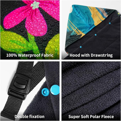 Waterproof Stadium Blanket, Fleece Camping Blanket Wearable Soft Warm Camp Blanket for Outdoor Camping, Picnic, Stadium, Sports, Beach, Car