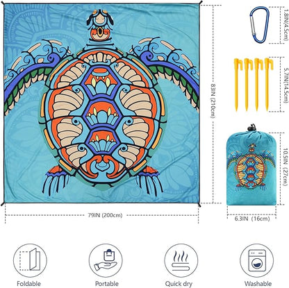 WIWIGO Beach Blanket Waterproof Sandproof Beach Mat 79" X 83"/10'x9'for 2-8