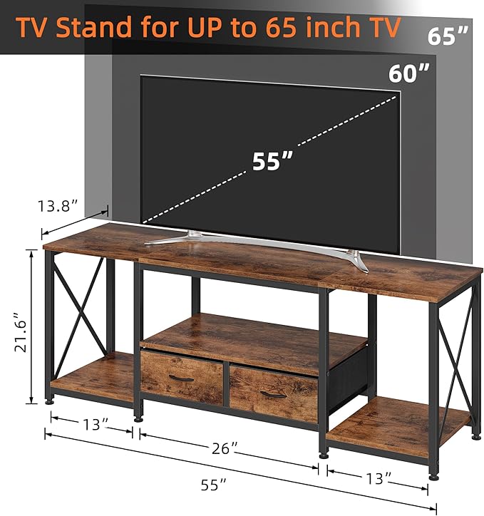 GYIIYUO TV Stand with Fabric Drawer