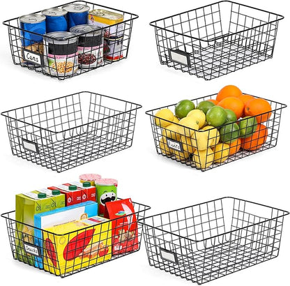 6 Pack Wire Baskets for Pantry Organization and Storage, Kitchen Organizer