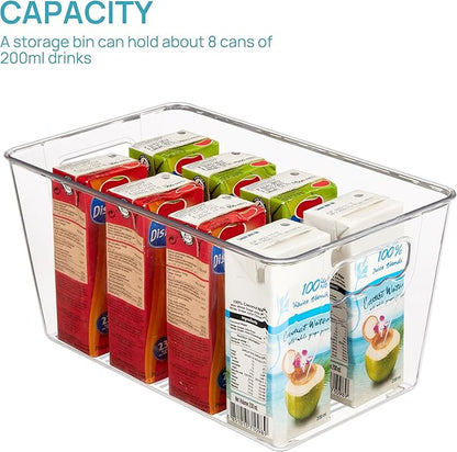 Vtopmart 6 Pack Clear Storage Bins, Pantry Cabinet Organizer Bins