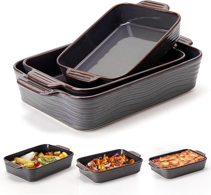 Ceramic Baking Dish Set of 3, Casserole Dishes