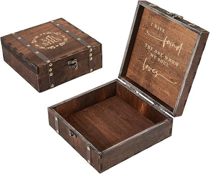 AW BRIDAL Mr and Mrs Wedding Keepsake Box for Couples, Wooden Memory Boxes with Lids, Bridal Shower Gifts for Bride Bachelorette Party, 2025 Engagement Gift for Newlyweds and Marriage Couple
