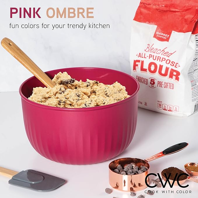 COOK WITH COLOR Prep Bowls with Lids- Wide and Deep Nesting Plastic Small