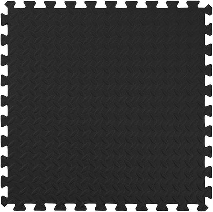 IncStores 1/2 Inch Thick Diamond Soft Foam Flooring Tiles | High-Density Interlocking Foam Tiles for Rugged Style in Your Home Gym, Playroom, and More | Black, 16 Tiles