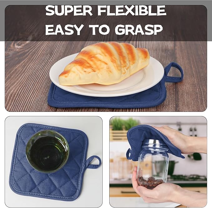 Oven Mitts and Pot Holders Set, Heat Resistant Silicone Kitchen Mini Oven