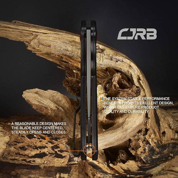 CJRB Crag Folding Pocket Knife, 3.43" AR-RPM9 Steel Blade Carbon Fiber Handle EDC Knife with Pocket Clip for Men Women Camping Survival Hiking, Black (J1904)