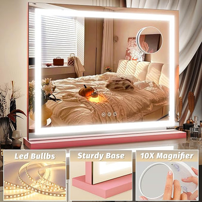 FENNIO Vanity Mirror with Lights 23"x18", Lighted Makeup Mirror, Large Vanity