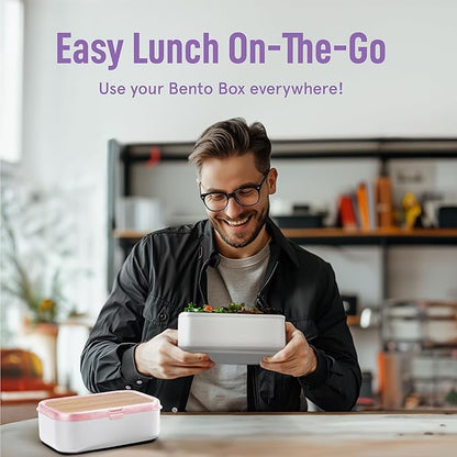 Double Premium Bento Box Adult, 67 fl oz BPA-Free - Dusty Pink Stackable Lunch Box with Leak-Proof Lids & Dividers, Perfect for Meal Prep, Lunches & Portion Control