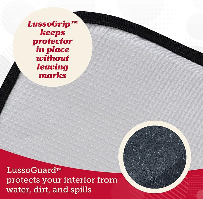 Lusso Gear Car Seat Cover & Protector - 2-Pack Waterproof Non-Slip Protector - Mesh Pocket Organizer - Universal Fit for Convertible & Toddler Car Seats, Black