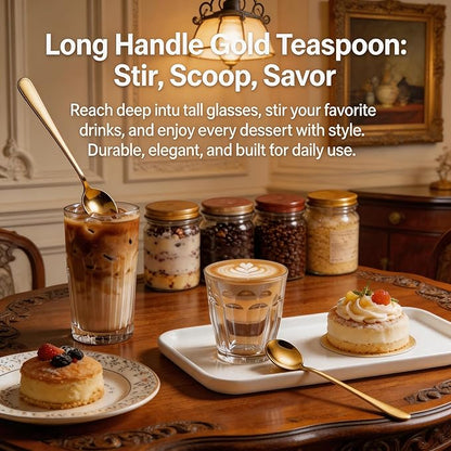 Espresso Spoons Long Handle, Round Tip Demitasse Spoon