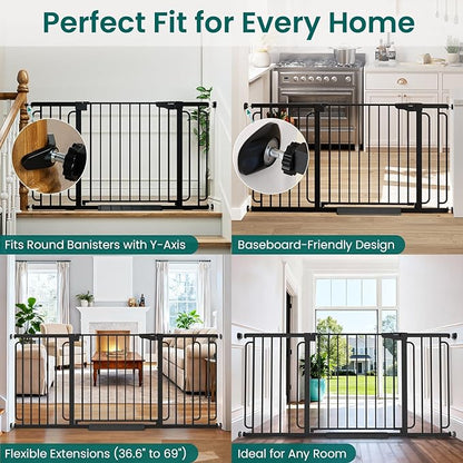 Cumbor Extra Wide Baby Gate, 36.6-69" Walk-Through Dog Gate