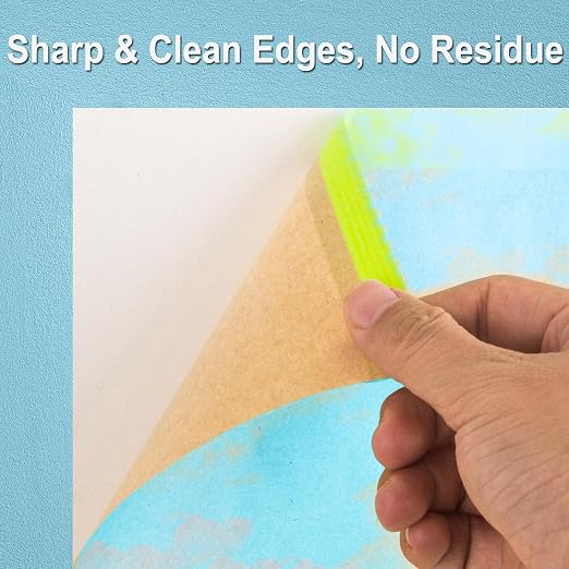 Tangibay Pre-Taped Masking Paper with Dispenser - 18" x 66' Painters Paper and Tape for Painting House, Auto Body, Cars (1 Dispenser 6 Refills)