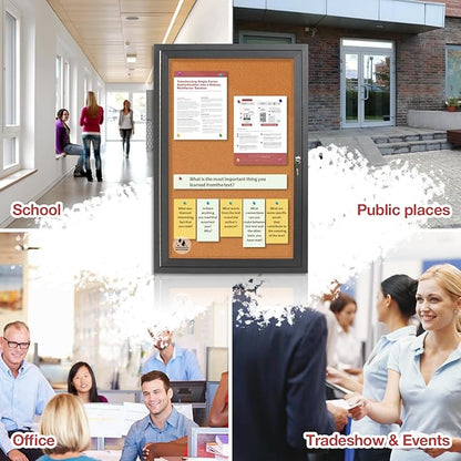 Enclosed Bulletin Board, Outdoor Weatherproof Cork Noticeboard