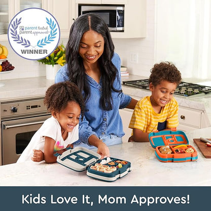 Bentgo Kids Prints Leak-Proof, 5-Compartment Bento-Style Kids Lunch Box - Ideal Portion Sizes for Ages 3-7, Durable, Drop-Proof, Dishwasher Safe, & PFAS & BPA-Free Materials (Friendly Skies)