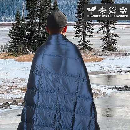 Down Camping Blanket, Muti-Use Outdoor Travel Blanket, Puffy Sleeping Bag Blanket, Waterproof Packable Backpacking Quilt for Camping, Travel, Airplane, Hiking, Picnic, 55''x79''