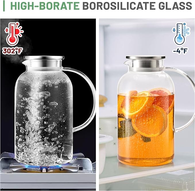 SUSTEAS 2.2 Liter 75oz Glass Pitcher