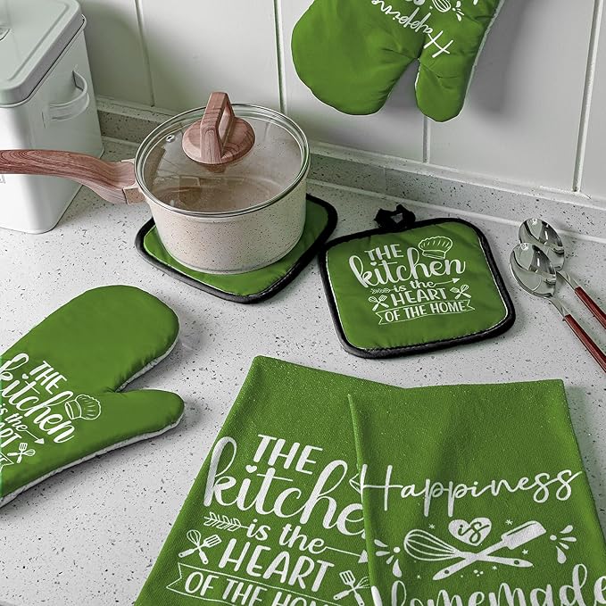 Sratte 6 Pcs Kitchen Decor Accessories Set Farmhouse Towels Pot Holders Oven