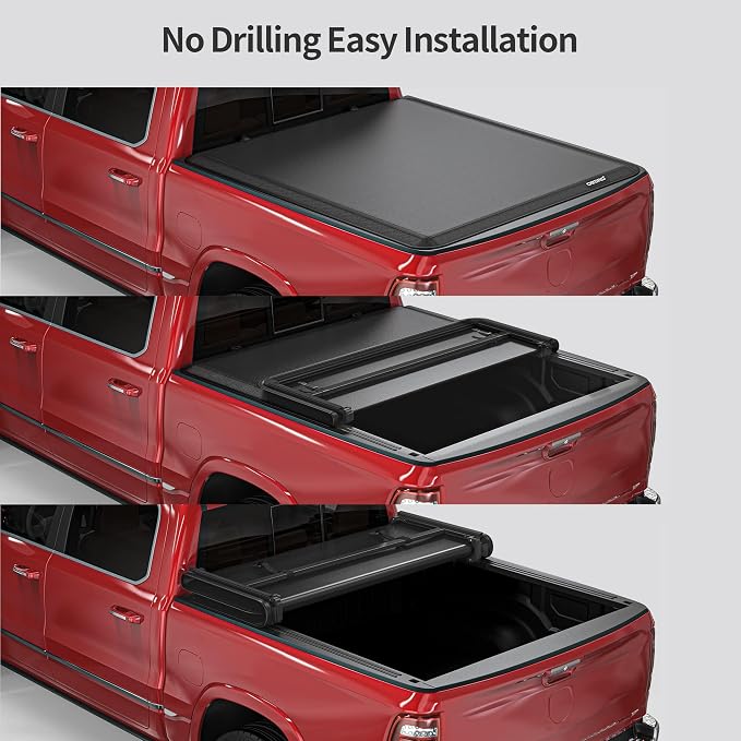 OEDRO Soft Tri-fold Truck Bed Tonneau Cover Compatible with 1999-2025 Ford F250 F350 F-250 F-350 Superduty 8 ft Bed