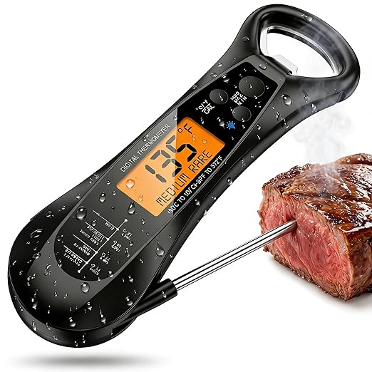 Instant Read Meat Thermometer for Cooking – Waterproof Digital Food Thermometer