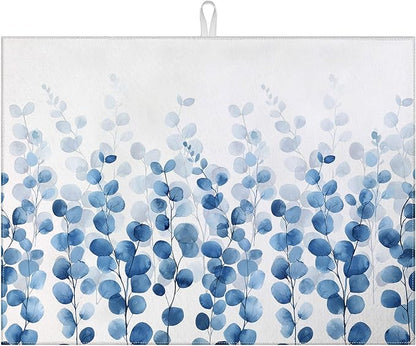 Blue Eucalyptus Leaves Dish Drying Mat