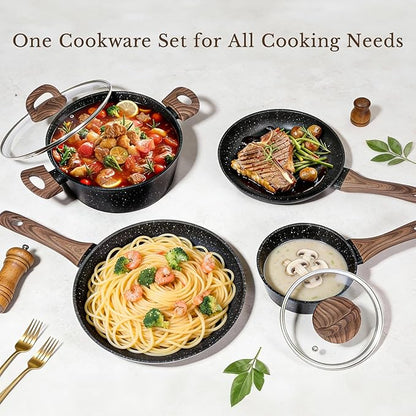 EWFEN 25 Pcs Pots and Pans Set, Nonstick Ceramic Cookware Sets, Healthy