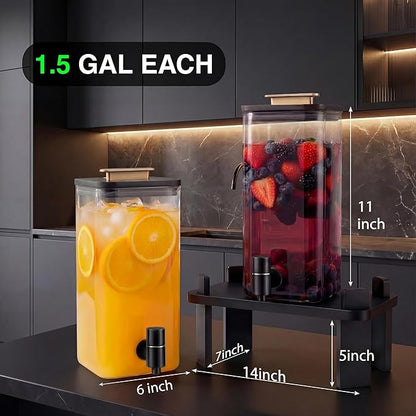 2 PCS 3 Gallon Drink dispenser, Glass Beverage Dispenser