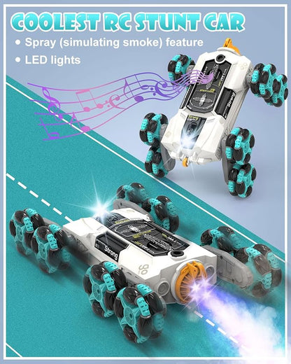 ATHLERIA Gesture Sensing Stunt Rc Cars, 2.4Ghz 8Wd Rechargeable Racing Drift Double-Sided Car, Hand Remote Control Crawler Toy for Boys 8 9 10 11 12 Year Old, Christmas Birthday Party Present for Kids