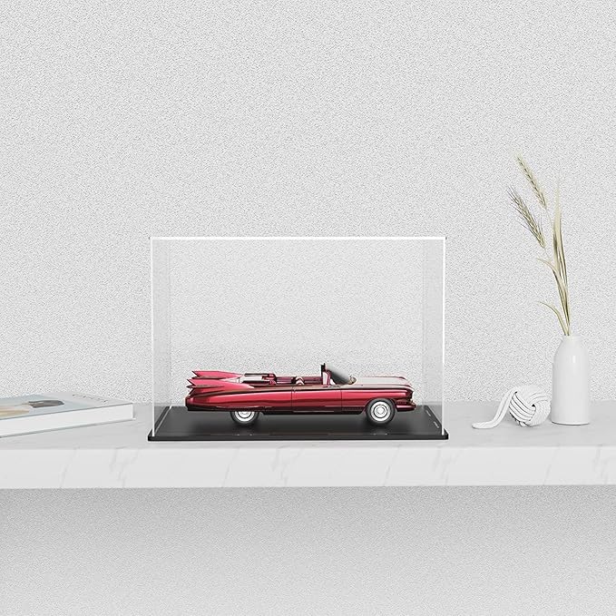 SVENJBB Acrylic Display Case, Acrylic Boxe for Display, Clear Display Cases with Matte Black Base and Lid for Football, Car Model and Figures, 12x8x8 Inch