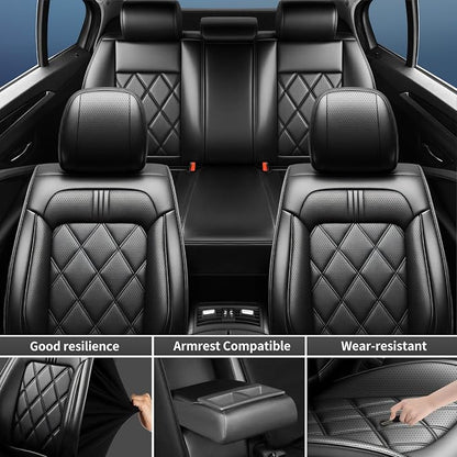 Trax Car Seat Covers Fit for Chevrolet/Chevy Trax 2024 2025 2026, Full Coverage Leather Waterproof Breathable Seat Covers, Automotive Seat Protectors, Airbag Compatible (5 Seats, Black)