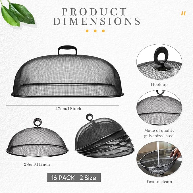 Hicarer 16 Pcs Metal Mesh Screen Food Cover