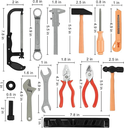 28 Pcs Kids Toy Tool Set Construction Party Supplies Plastic Pretend Play Accessory for Boys with Screwdrivers Pliers Axes Saws