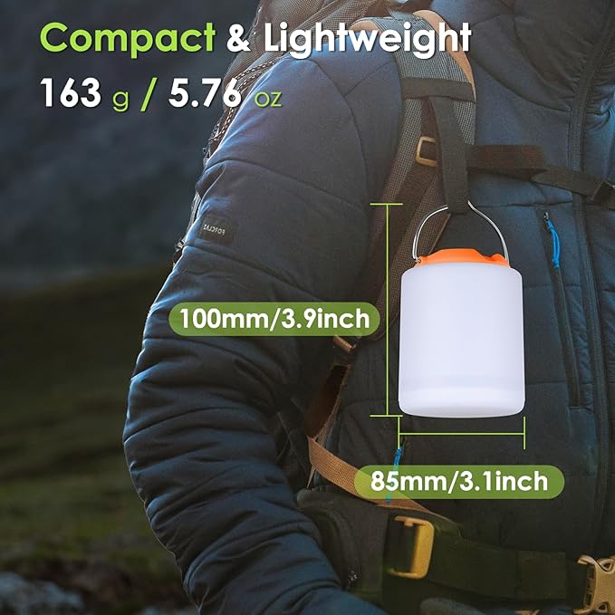 LED Camping Lantern, Rechargeable Camping Light, 4 Modes Outdoor Flashlights Lanterns with 1000LM, Water Resistant Portable Emergency Camp Light for Hurricane Hiking Survival Kits - Orange
