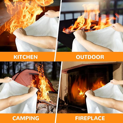 TYLIN Emergency Fire Blanket for Home & Kitchen 40??x 40??- 4 Pack, High Heat Resistant Fire Suppression Blankets for Home Safety, Kitchen, and Camping (4)