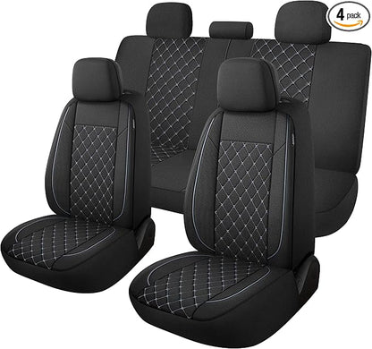 YGL Breathble Car Seat Covers Full Set,Washable Seat Covers for Cars,Premium Cloth Car Seat Protectors,Interior Covers for Cars,Sedan Van Truck SUV(Black/Gray)