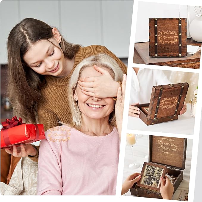 AW BRIDAL Keepsake Box Wood Memory Box with Lid Birthday Gifts for Women Grandma Gifts Thank You Gifts for Women Bride Gifts for Women